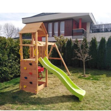Fungoo Flappi Детска дървена площадка с пързалка и люлки -bellamiestore