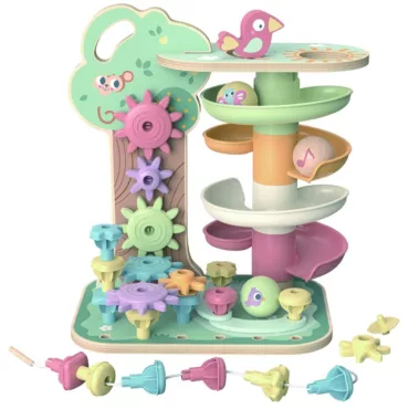 Монтесори дърво с активности, ролбан и зъбни колела от Tooky Toy 18м+