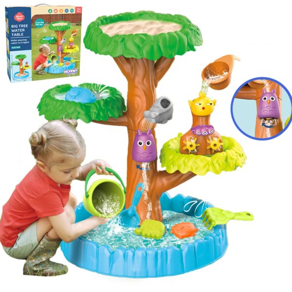 Детска масичка за игра с пясък и вода - Дърво-bellamiestore