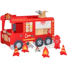 Дървена пожарна станция за деца с аксесоари и кът за игра от Viga Toys
