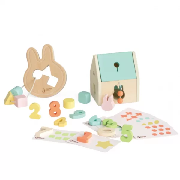 Комплект дървени бебешки играчки Монтесори кутия Classic World пастелни цветове за 12-18 месеца