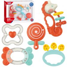 Комплект сензорни бебешки дрънкалки и гризалки-bellamiestore