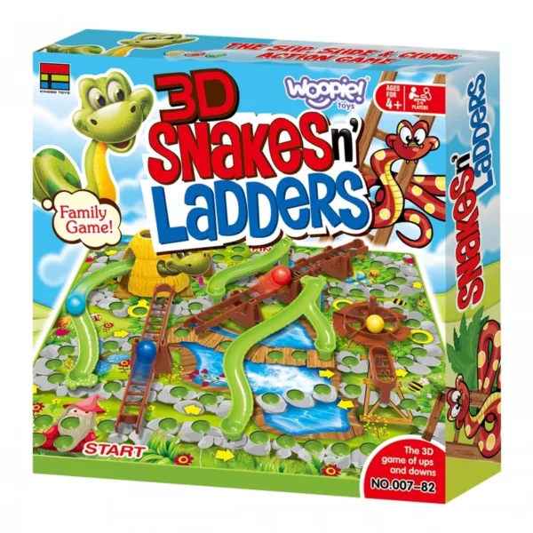 Настолна игра Змии и стълби 3D Jolly цветна семейна игра за деца 4+