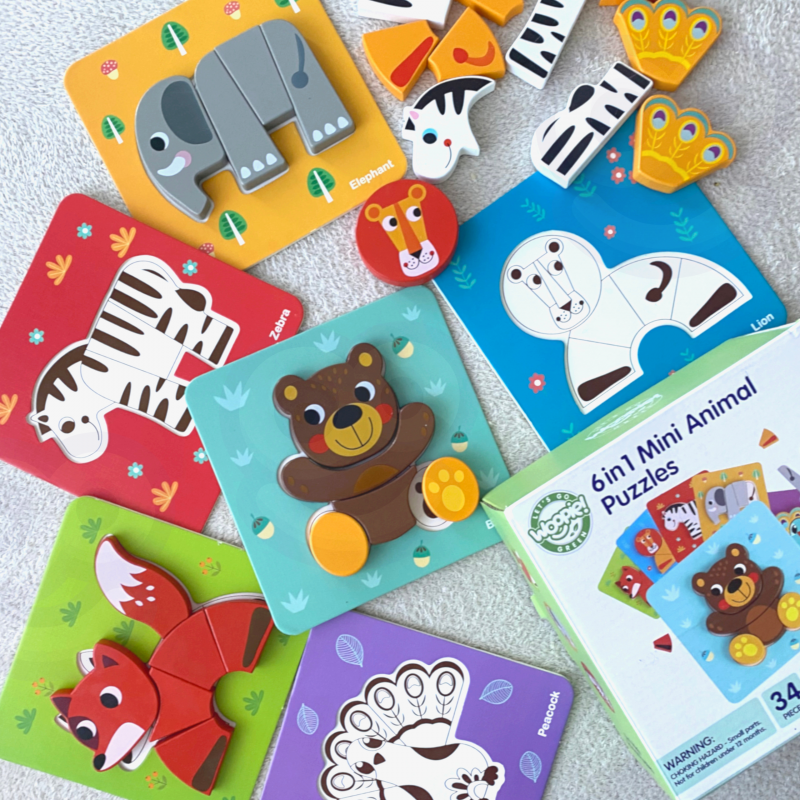 Пъзел Монтесори с фигурки - Животни-bellamiestore