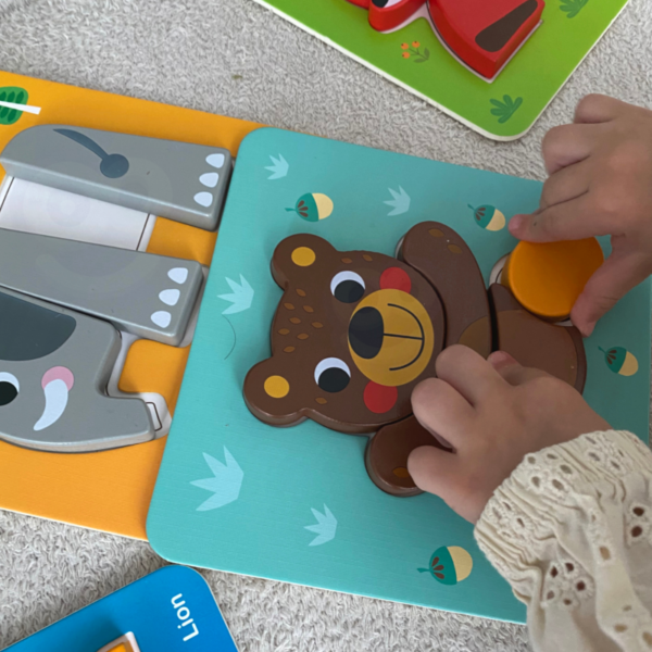 Пъзел Монтесори с фигурки - Животни-bellamiestore