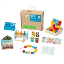 Монтесори кутия с 5 игри от дърво за деца 19&ndash;21 месеца Tooky Toy