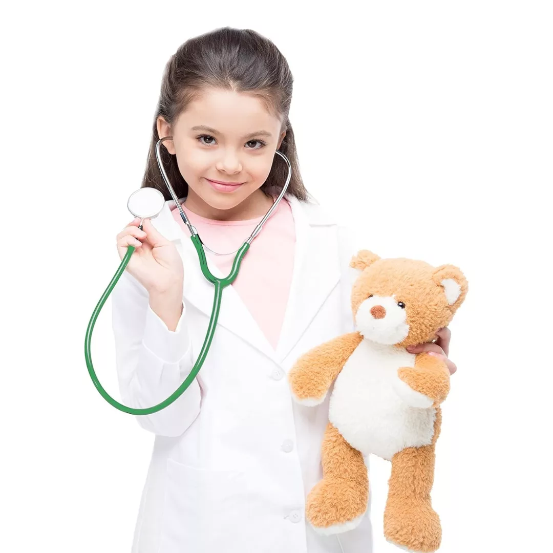 Детски ветеринарен комплект със стетоскоп и плюшено мече ролева игра за деца 4+