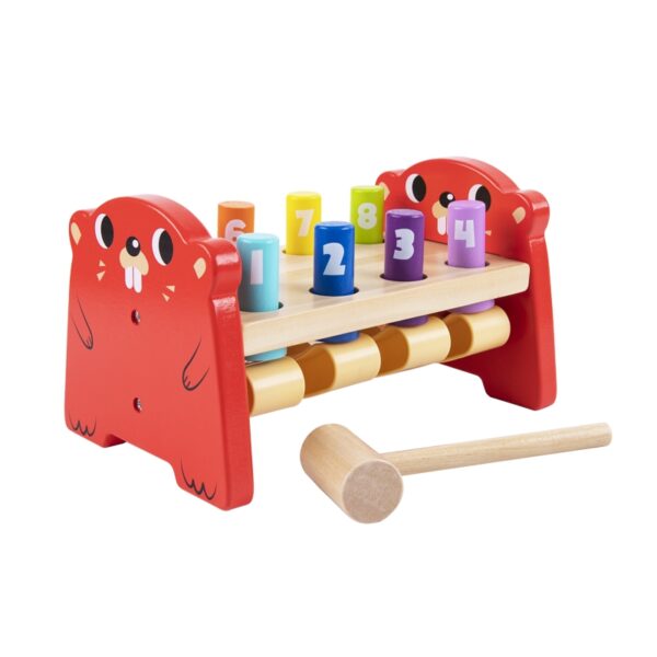 Tooky Toy Дървена игра с чукче - Бобърче-магазин за играчки