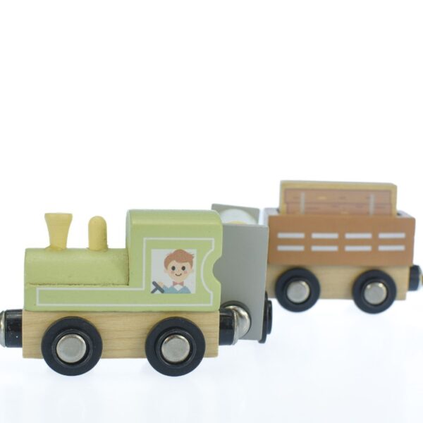 Tooky Toy Комплект 3 броя дървени влакчета-bellamiestore