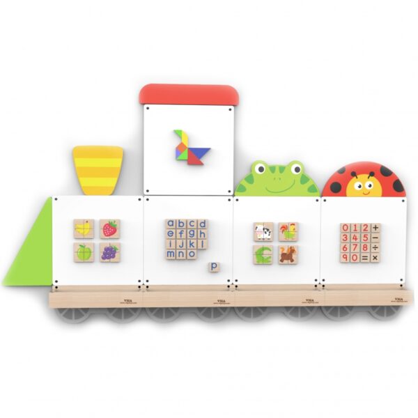 Viga Toys Дървена магнитна дъска за стена Влак-магазин за играчки