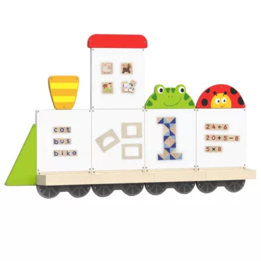 Дървена магнитна дъска Влак Viga Toys с букви цифри форми и животни