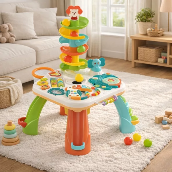 Детска образователна масичка с активности и топки цветна пластмаса за бебе 12+ месеца