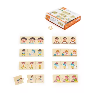 Дървен образователен пъзел Viga Toys логически последователности комплект с карти