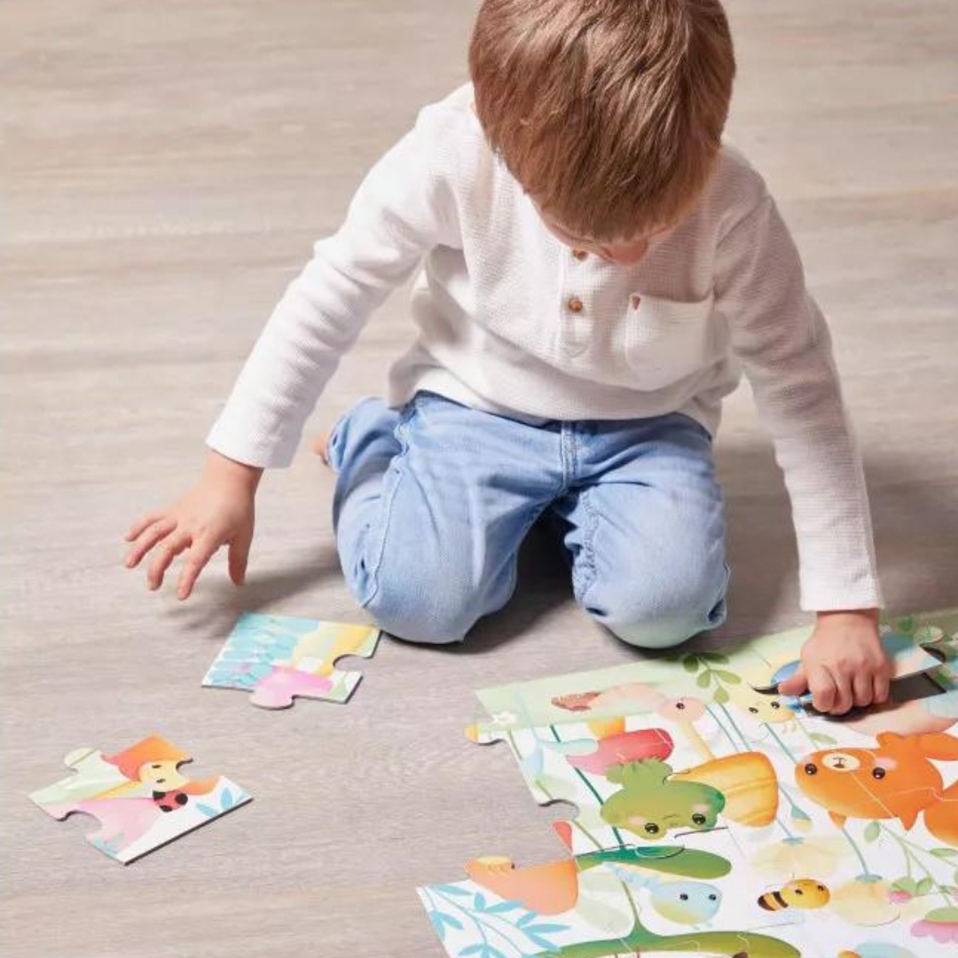 Janod Детски пъзел от 20 части - Приятели в градината-пъзел за деца