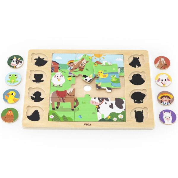 Образователен пъзел - Познай по сенките животните от Фермата- детски пъзелчета 4