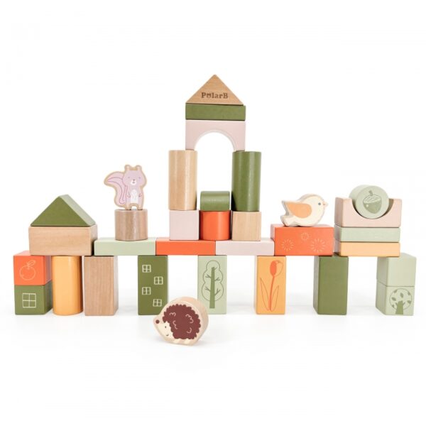 Polar B Дървени строителни блокчета 50 броя - Гора - дървени конструктори