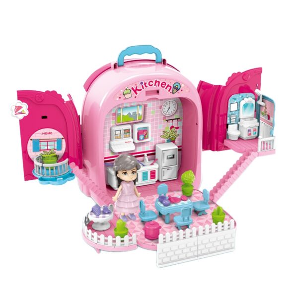 Преносима къща за кукли и кухня в раница Jolly - играчки за момичета