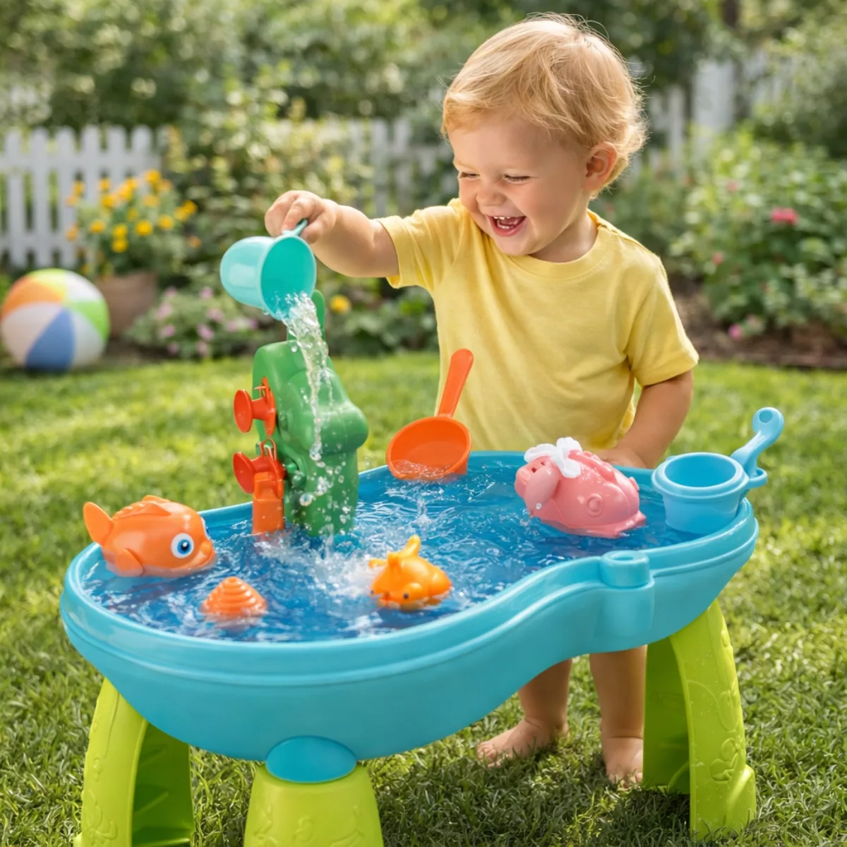 Пясъчник и водна масичка за игра с аксесоари дете играе на открито пластмаса