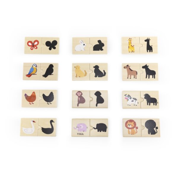 Viga Образователен пъзел - Свръжи сенките на животните-монтесори игри