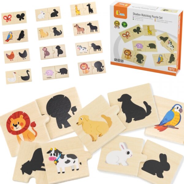 Viga Образователен пъзел - Свръжи сенките на животните-монтесори игри 6