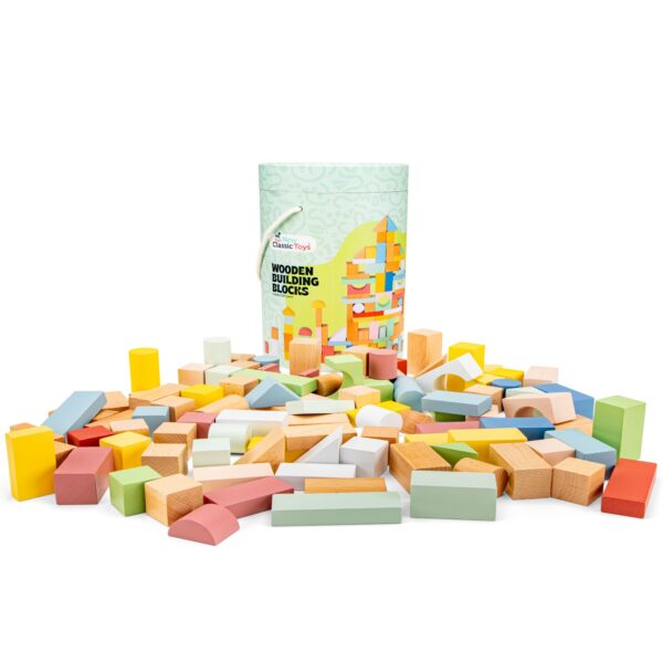 Дървен конструктор от 100 части New Classic Toys - за детски градини 1