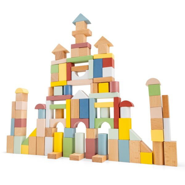 Дървен конструктор от 100 части New Classic Toys - за детски градини