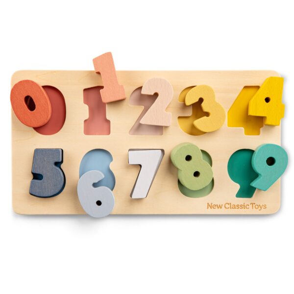 Дървен пъзел с цифри от 0 до 9 New Classic Toys - образователен детски пъзел