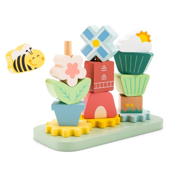Дървена играчка за нанизвне - Цветна градина -бебешки играчки