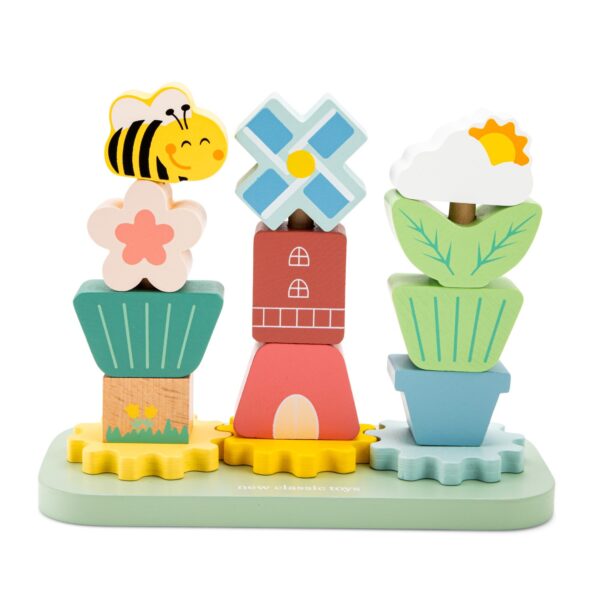 Дървена играчка за нанизвне - Цветна градина -бебешки играчки 1