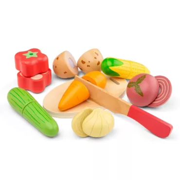 Дървени зеленчуци за рязане с ножче и дъска от New Classic Toys 3+