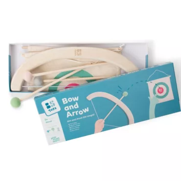 Детски лък със стрели и мишена от BS Toys дървен комплект с текстилна мишена 5+