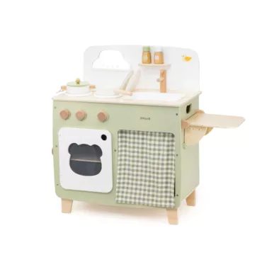 PolarB компактна детска дървена кухня за игра VIGA Toys със сгъваем плот