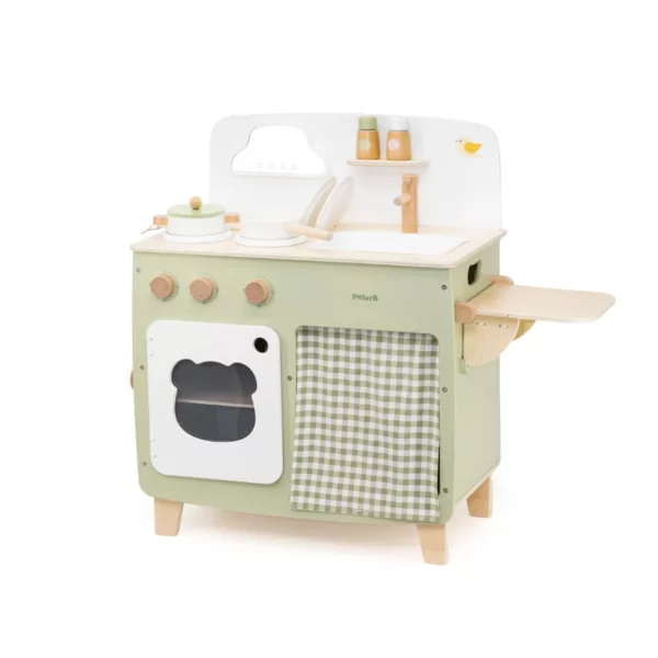 PolarB компактна детска дървена кухня за игра VIGA Toys със сгъваем плот