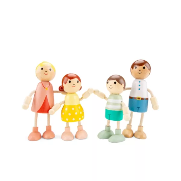 Цветно семейство кукли New Classic Toys от дърво за ролеви игри 3+