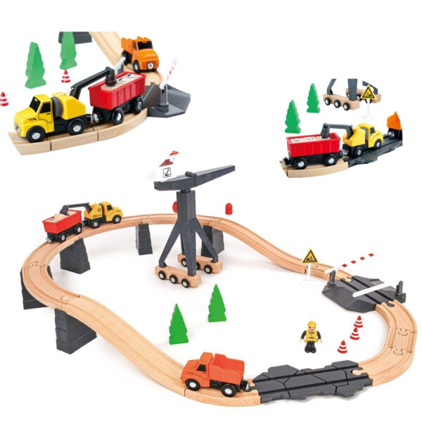 Tooky Toy Дървено влакче - Строителна площадка - играчки за момчета 2