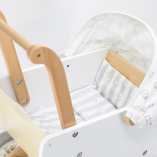 Viga Toys Дървена количка за кукли в бяло - аксесоари за кукли 2