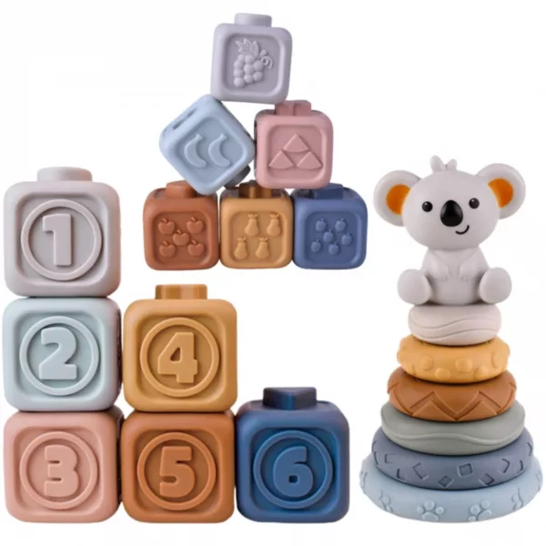 Меки бебешки кубчета с цифри и релеф силикон цветни образователни 6м+
