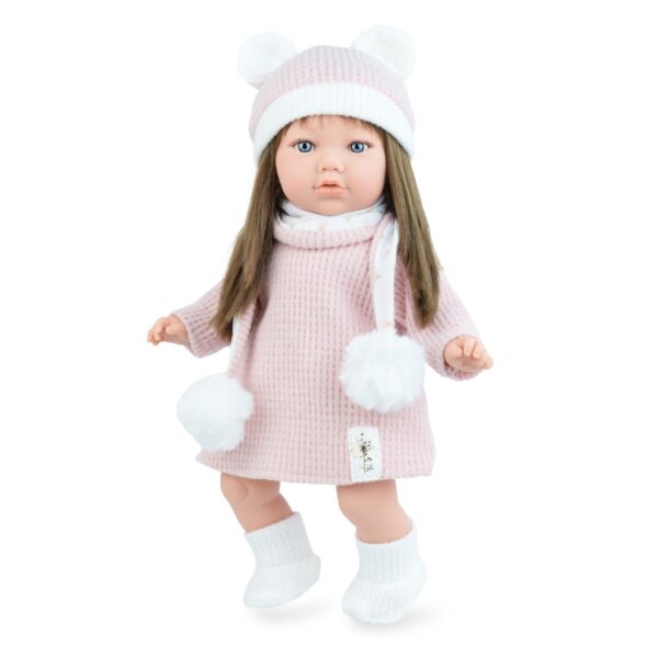 Детска кукла Алина с рокля и шапка 45 см.