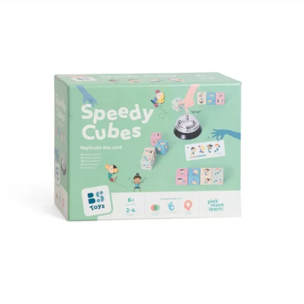 Детска настолна игра Бързи кубчета кутия с цветни дървени кубчета 6+