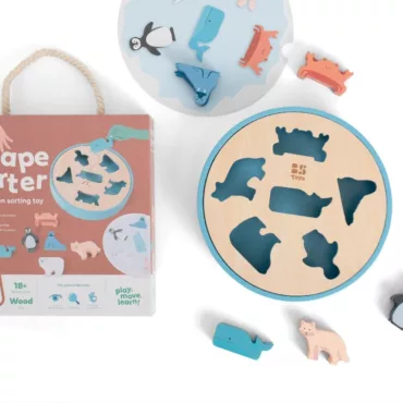 Игра за сортиране с животни Арктика дървен сортер 18+ месеца