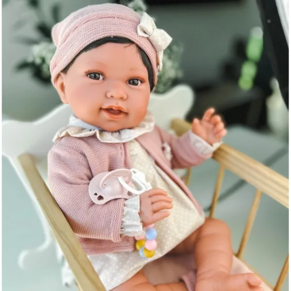 Кукла бебе момиченце Пипа с коса в розови дрешки Antonio Juan