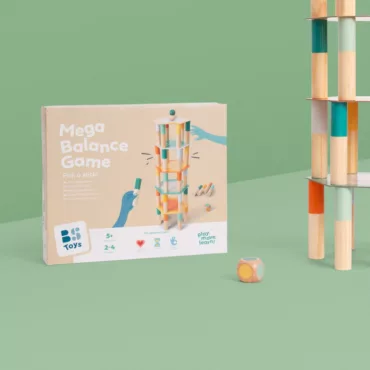 Мега голяма игра за баланс Кулата в Пиза от BS Toys с дървени цветни цилиндри за деца 5+