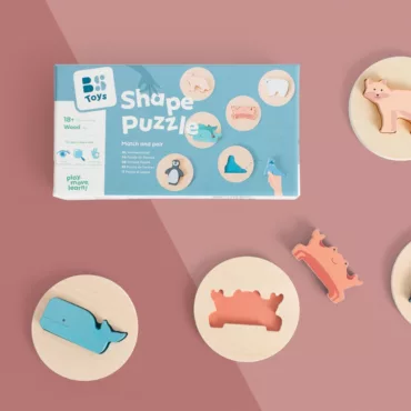 Монтесори пъзел с фигури на животни Арктика дървен 18+ месеца
