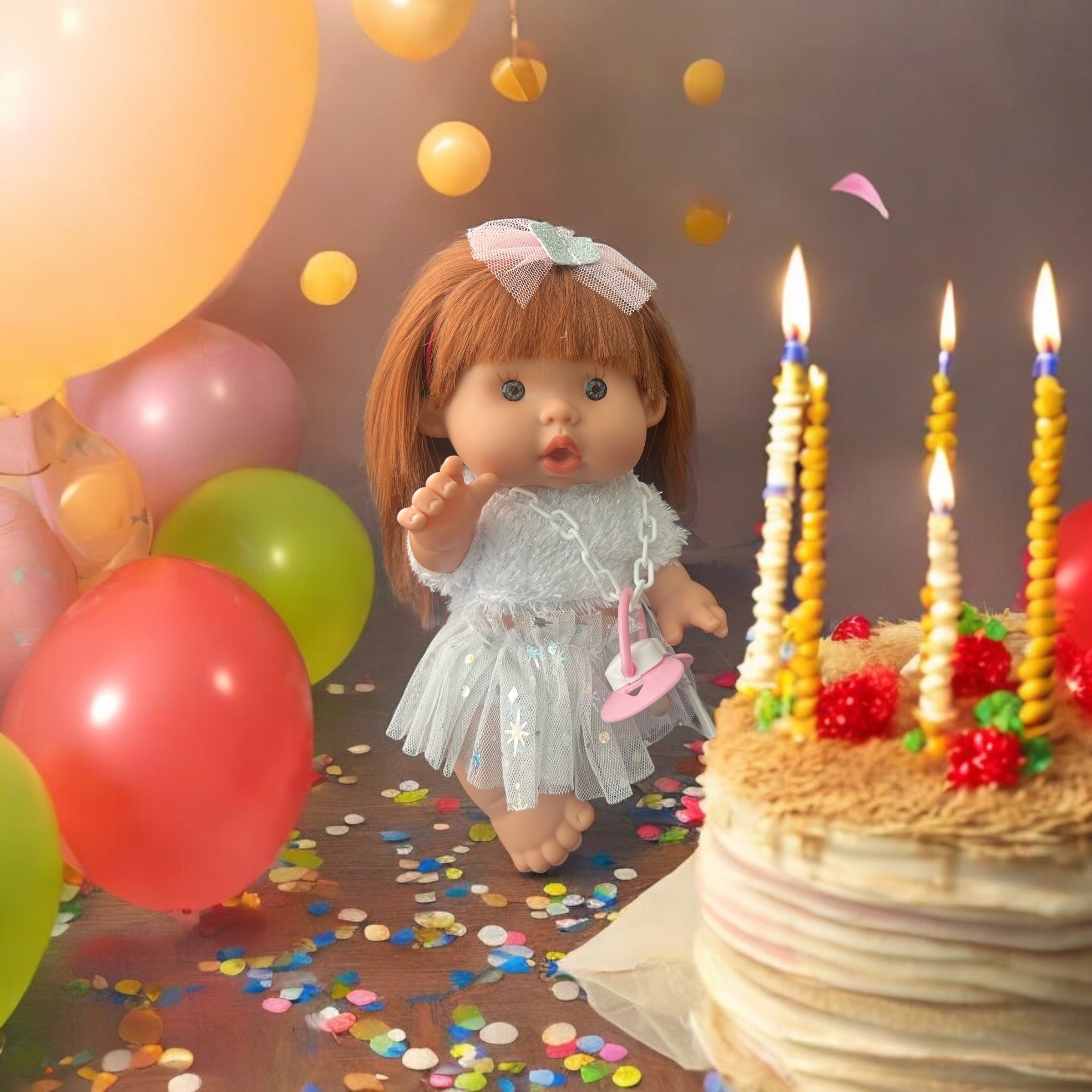 Детска кукла Мая 26 см. с блузка и пола