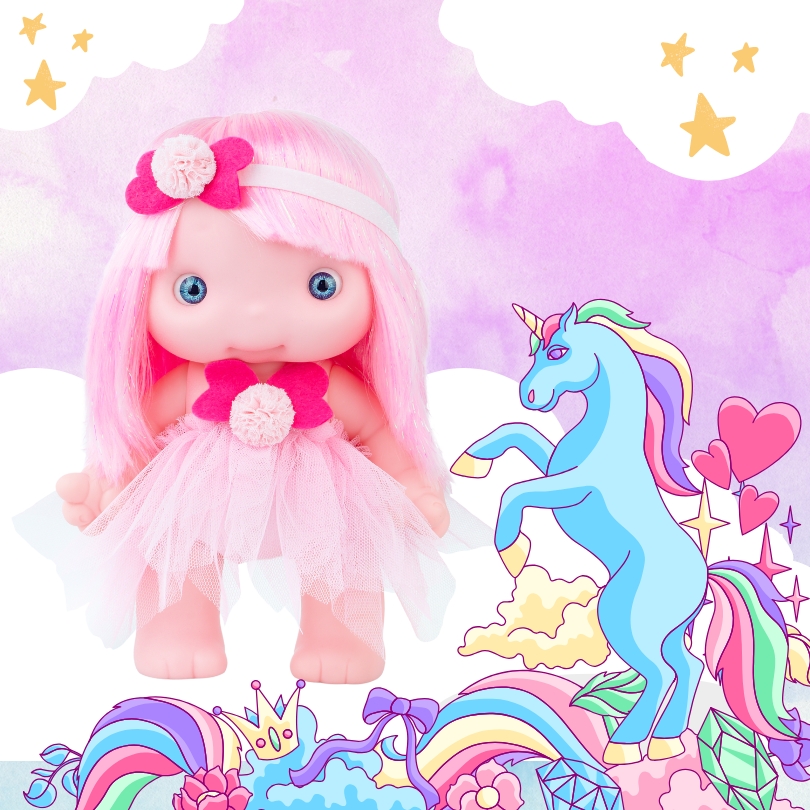 Красива детска кукличка Piu фея в розово за приказни игри