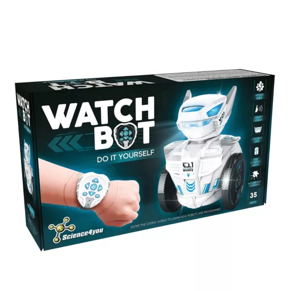 Кутия на STEM комплект Watch Bot – робот с дистанционно, функции за програмиране и LED очи, Science4You