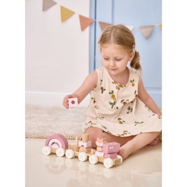 Дървено влакче за подреждане в розово Polar B 4