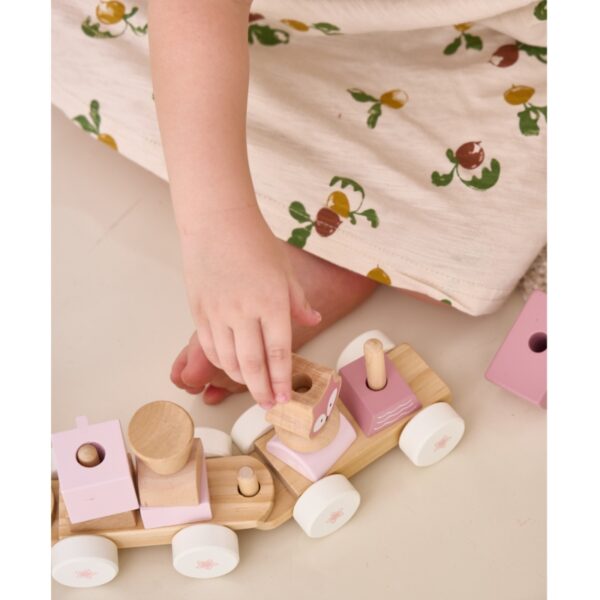 Дървено влакче за подреждане в розово Polar B 10