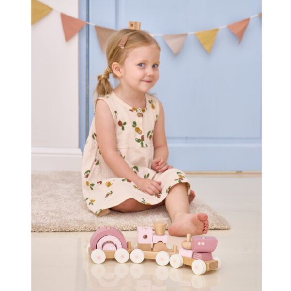 Дървено влакче за подреждане в розово Polar B 7