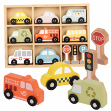 Комплект автомобили с пътни знаци Tooky Toy 8